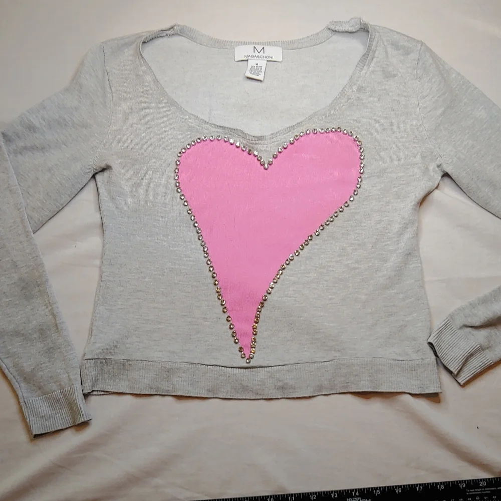 Magaschoni Pink Heart Surrounded by Substantial Size Rhinestones Medium - Picture 9 of 13